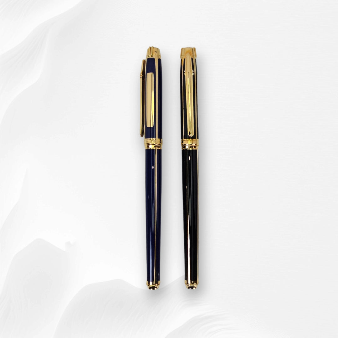 Elysee Parthenon Lacquer Classique 2 Pen Box Set - Black and Royal Blue 18k Nib medium