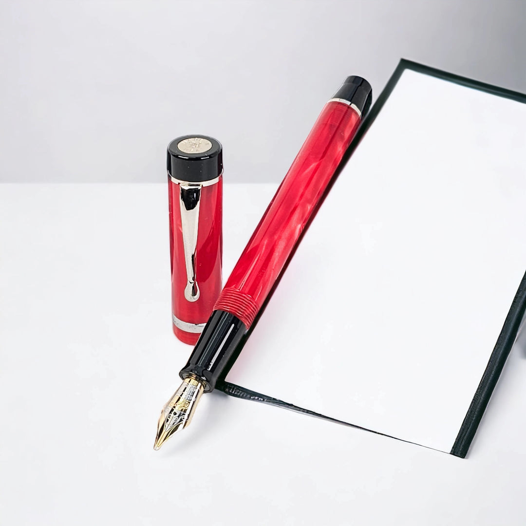 Bexley, Classic Collection - Red Marbled with 18k Gold Stub Nib