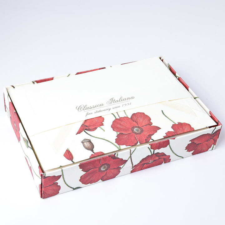 Poppies Folded Cards & Lined Envelopes 4.50" x 6.75" - (10ct.) | Rossi 1931 Italian Stationery