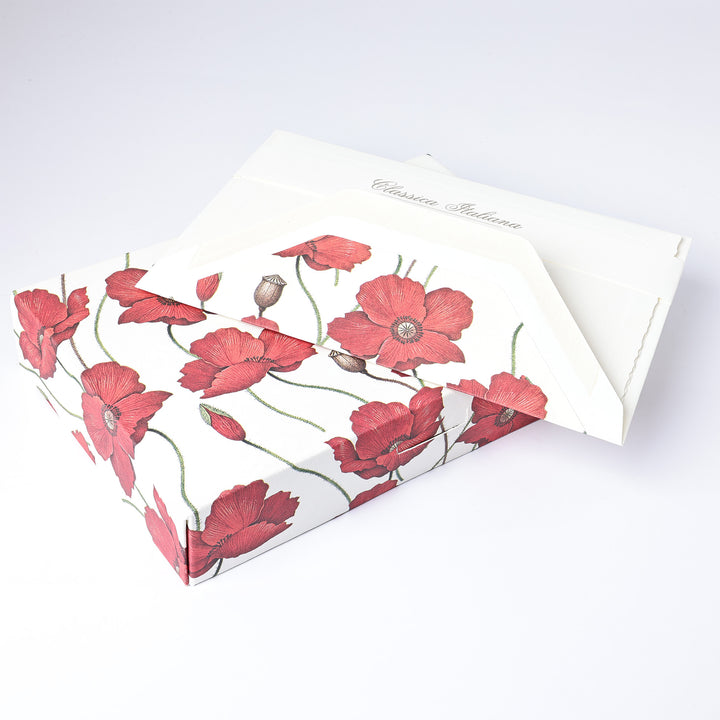 Poppies Folded Cards & Lined Envelopes 4.50" x 6.75" - (10ct.) | Rossi 1931 Italian Stationery