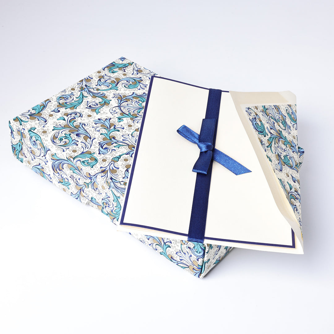 Blue Florentine Folded cards and Envelopes 4.13”x 6.30” (10ct.) | Rossi 1931 Italian Stationery