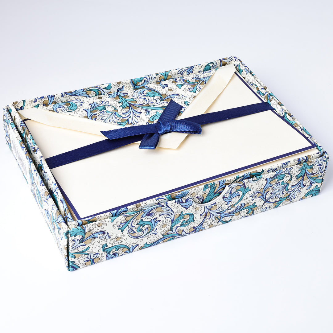 Blue Florentine Folded cards and Envelopes 4.13”x 6.30” (10ct.) | Rossi 1931 Italian Stationery