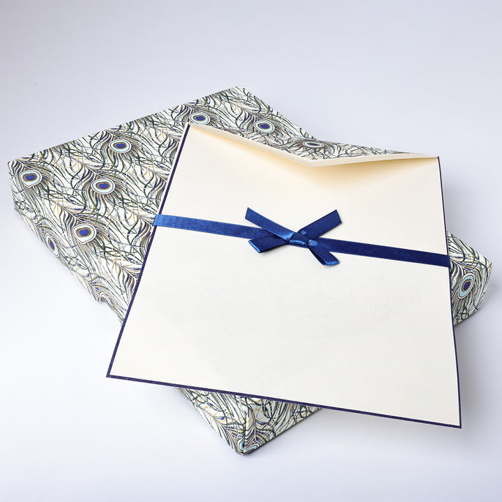 Peacock Feathers Writing Paper and Lined Envelopes 6.25" x 8.50" I Rossi 1931 Italian Stationery