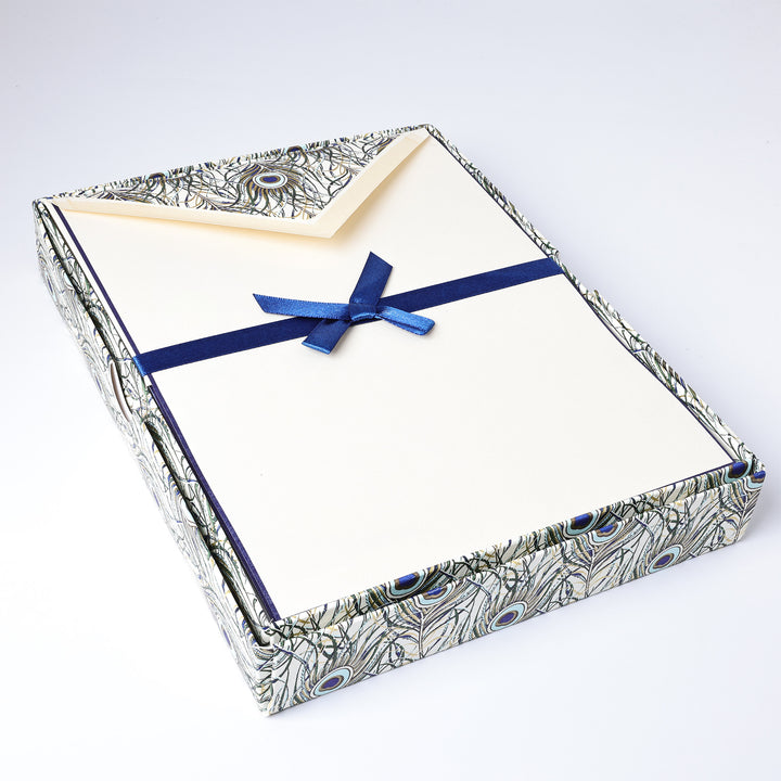 Peacock Feathers Writing Paper and Lined Envelopes 6.25" x 8.50" I Rossi 1931 Italian Stationery