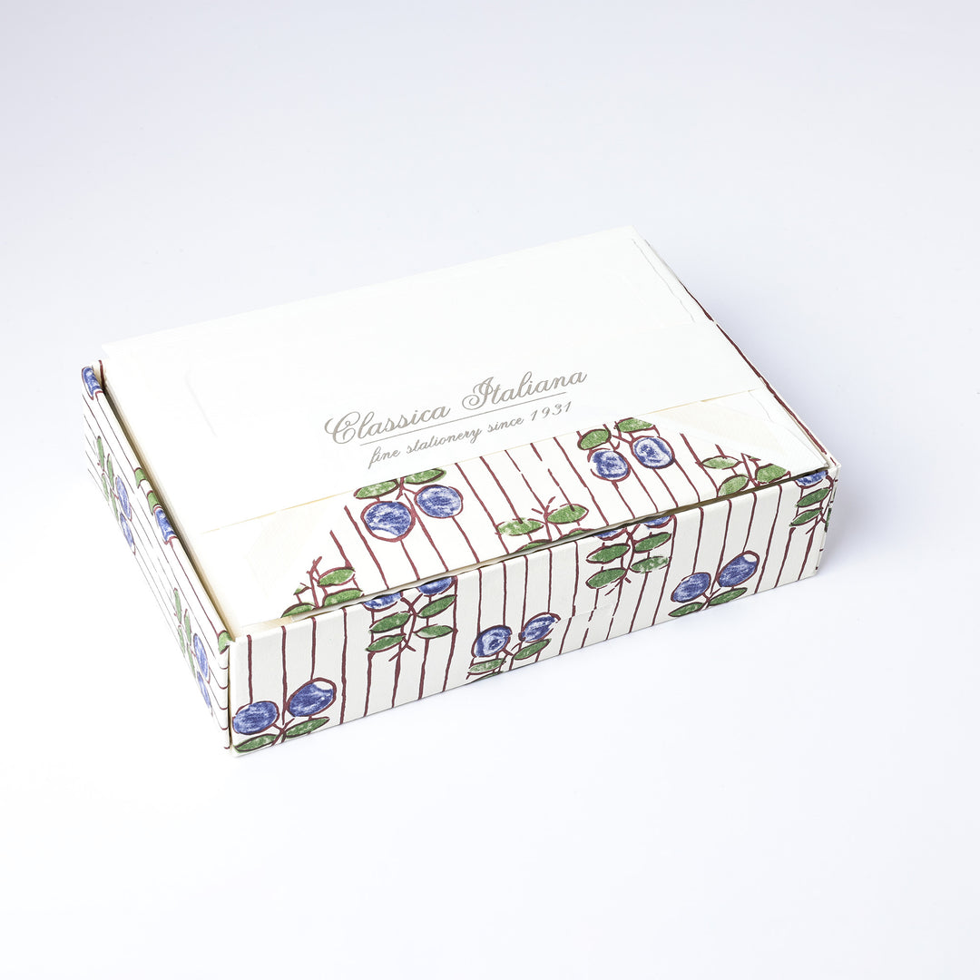 Blue Berry Flat Notecards 3.25" x  5.25"  (10ct.) | Rossi 1931 Italian Stationery