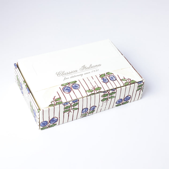 Blue Berry Flat Notecards 3.25" x  5.25"  (10ct.) | Rossi 1931 Italian Stationery