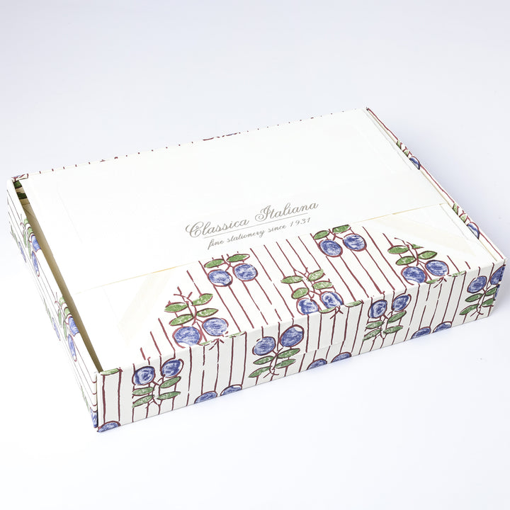 Blue Berry Folded Notecards 4.25"  x 6.25" (10ct.) | Rossi 1931 Italian Stationery