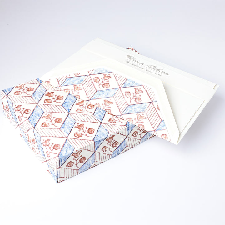 Red Blue Water Color Folded Card: 4.25"  x 6.25" (10ct.) | Rossi 1931 Italian Stationery