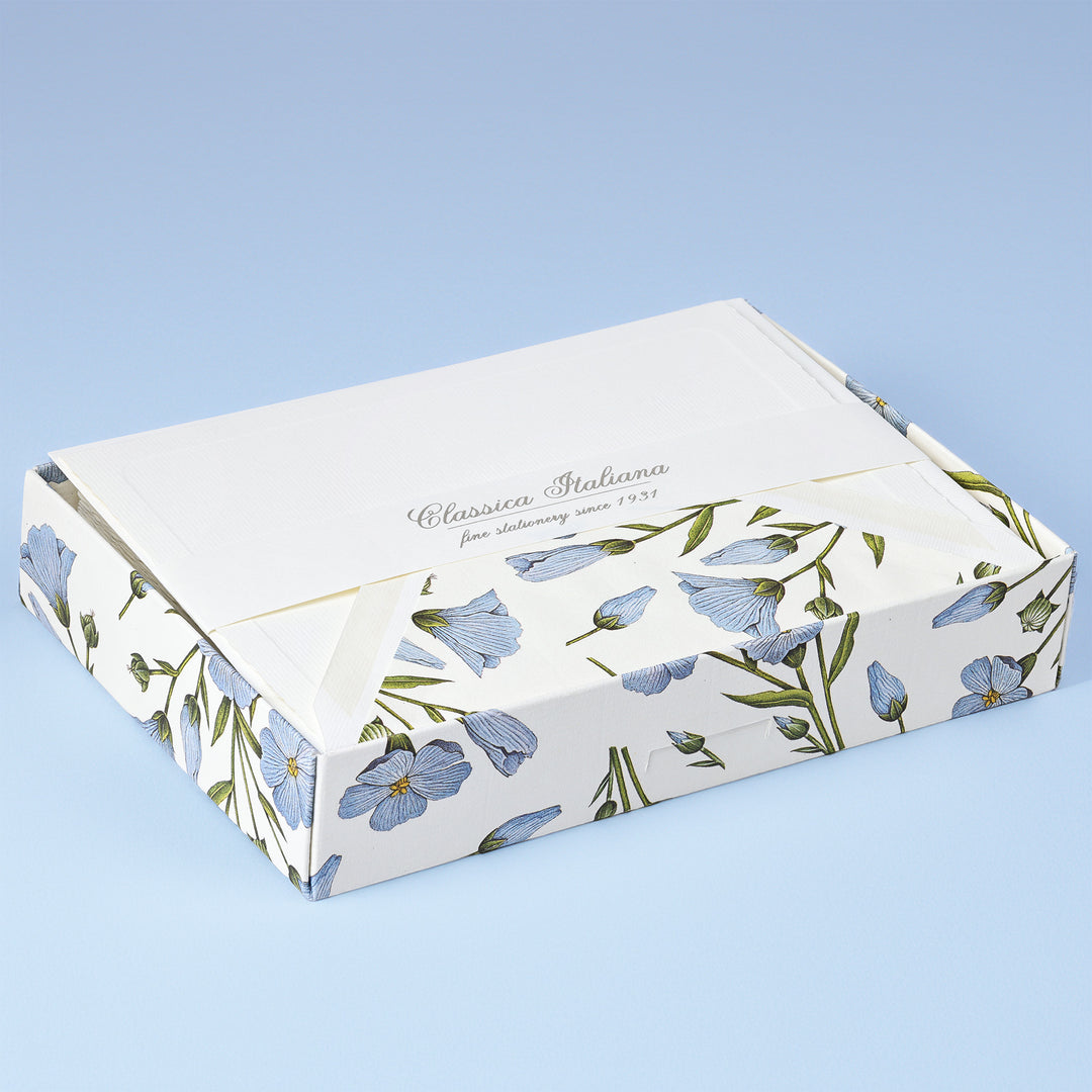 Blue Flax Folded Card: 4.25"  x 6.25" (10ct.) | Rossi 1931 Italian Stationery