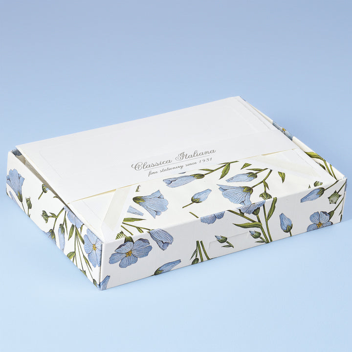 Blue Flax Folded Card: 4.25"  x 6.25" (10ct.) | Rossi 1931 Italian Stationery