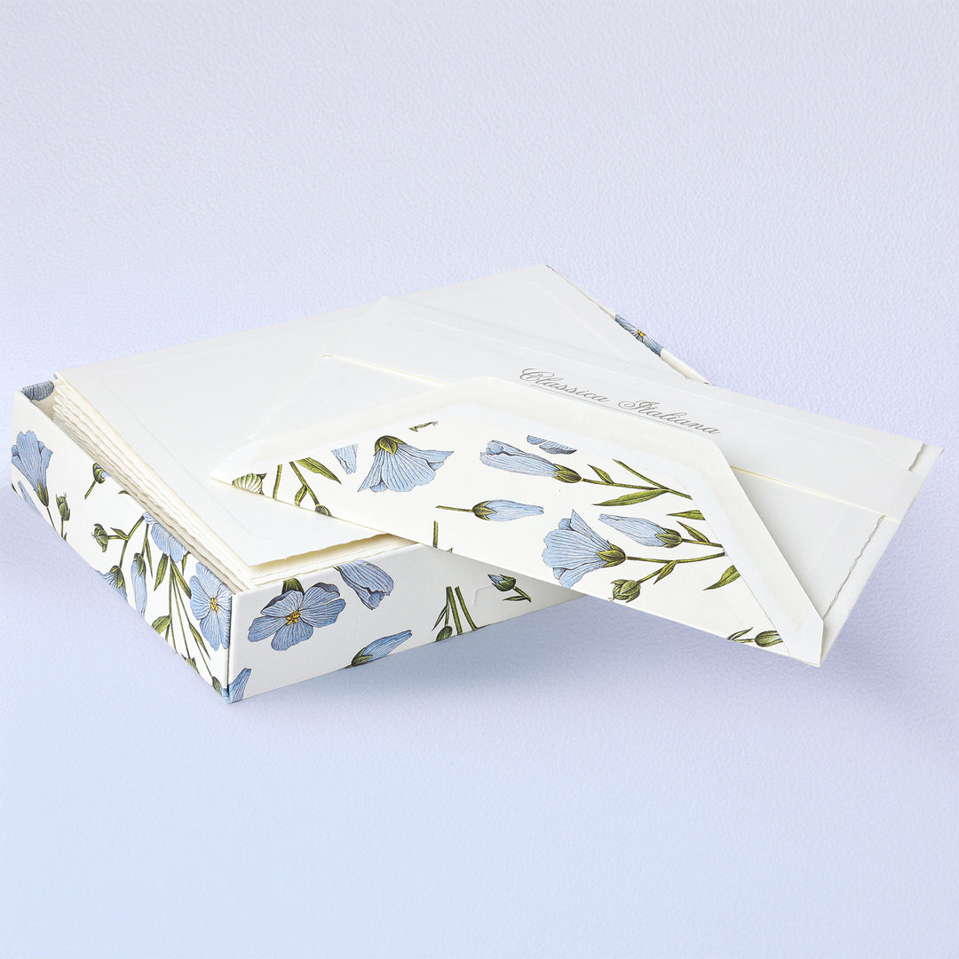 Blue Flax Folded Card: 4.25"  x 6.25" (10ct.) | Rossi 1931 Italian Stationery