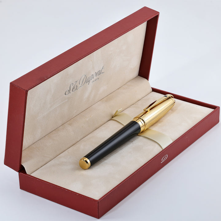 S.T. Dupont Olympio BLack Lacquer with Gold Stripe Cap FP