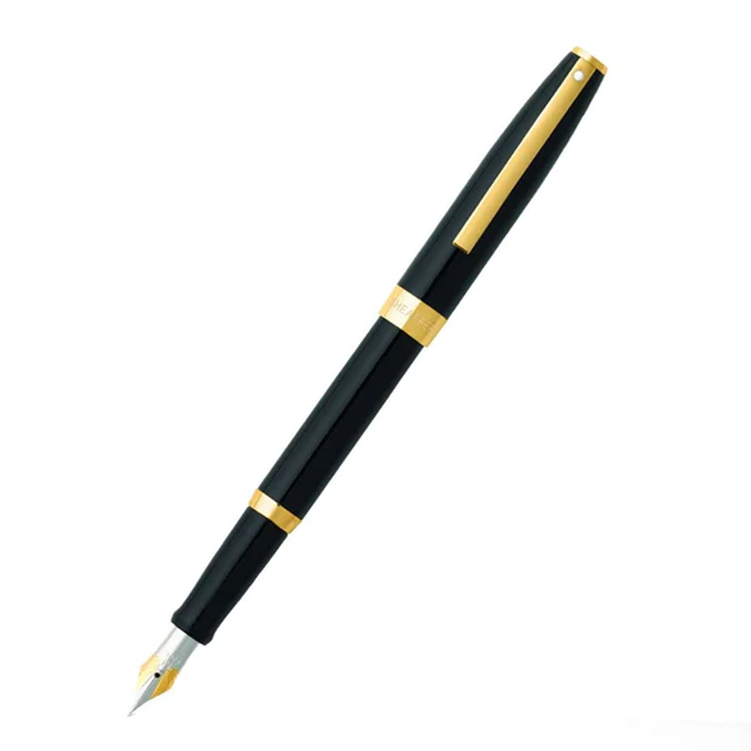 Sheaffer Sagaris Glossy Black Barrel Gold Trim Fountain Pen