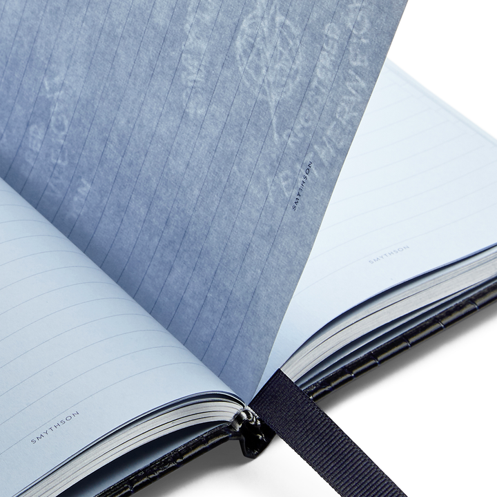 Smythson Of Bond Street Navy Blue Mara Leather - Notebook