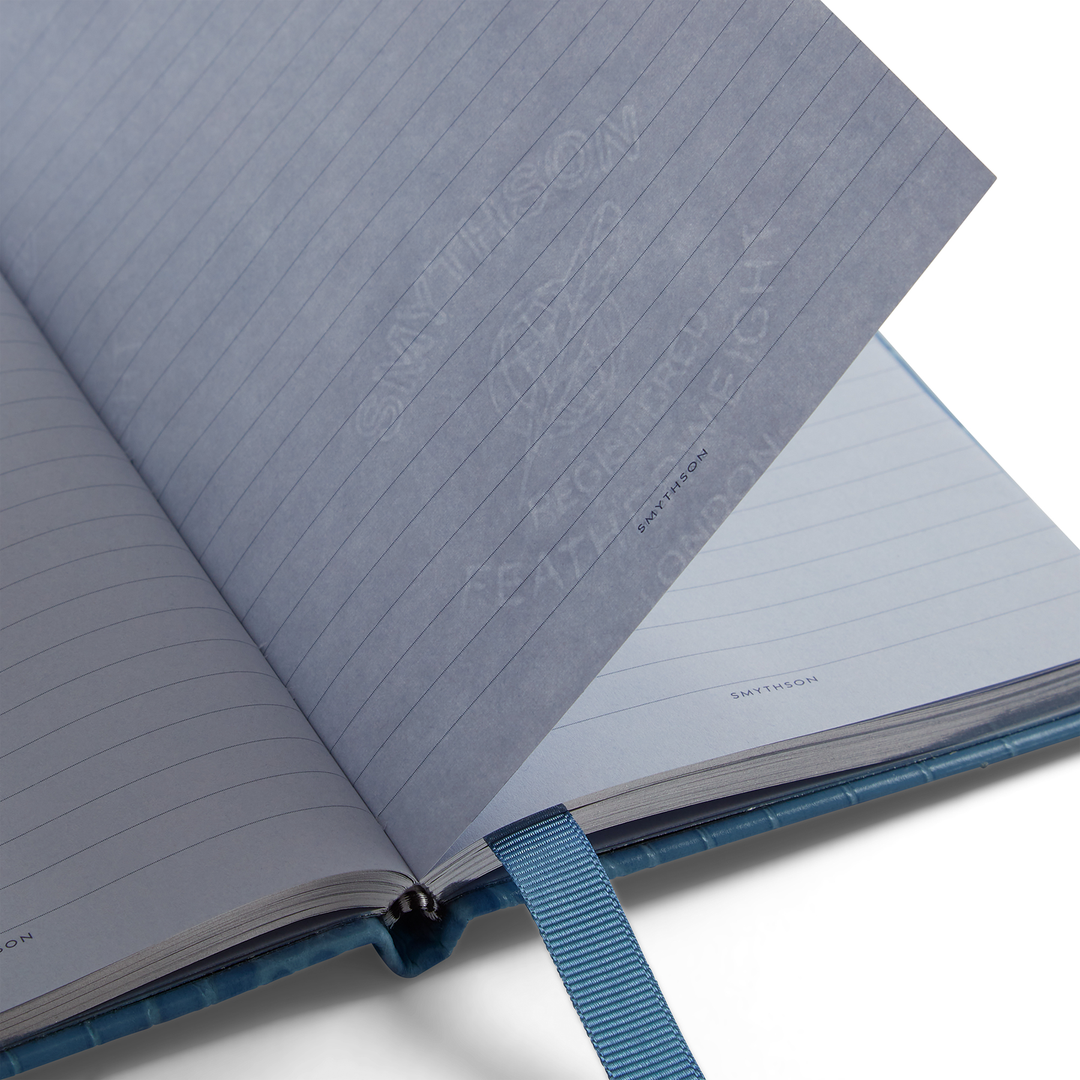 Smythson Of Bond Street Nile Blue Mara Leather - Notebook