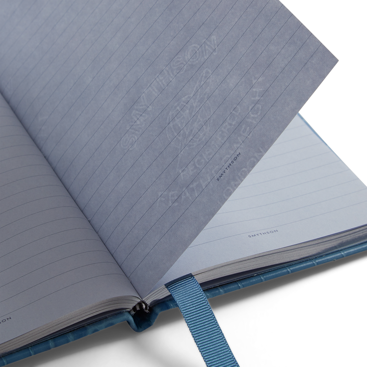 Smythson Of Bond Street Nile Blue Mara Leather - Notebook