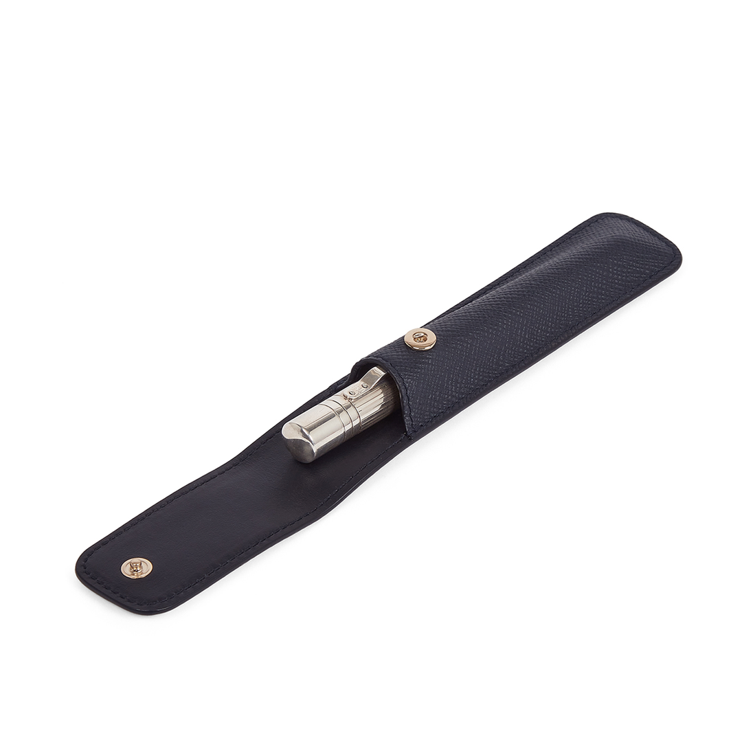 Smythson Of Bond Street Panama Navy Blue - Pen Sleeve