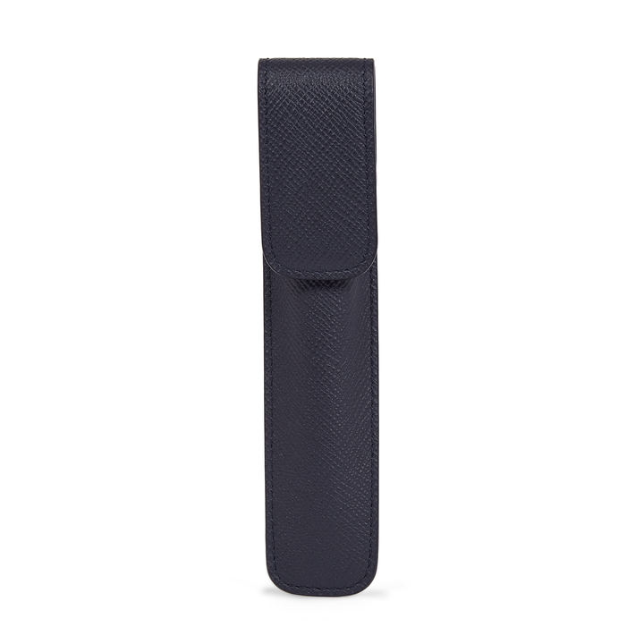 Smythson Of Bond Street Panama Navy Blue - Pen Sleeve