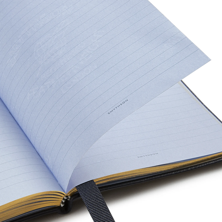 Smythson Of Bond Street Navy Blue Panama Leather - Notebook