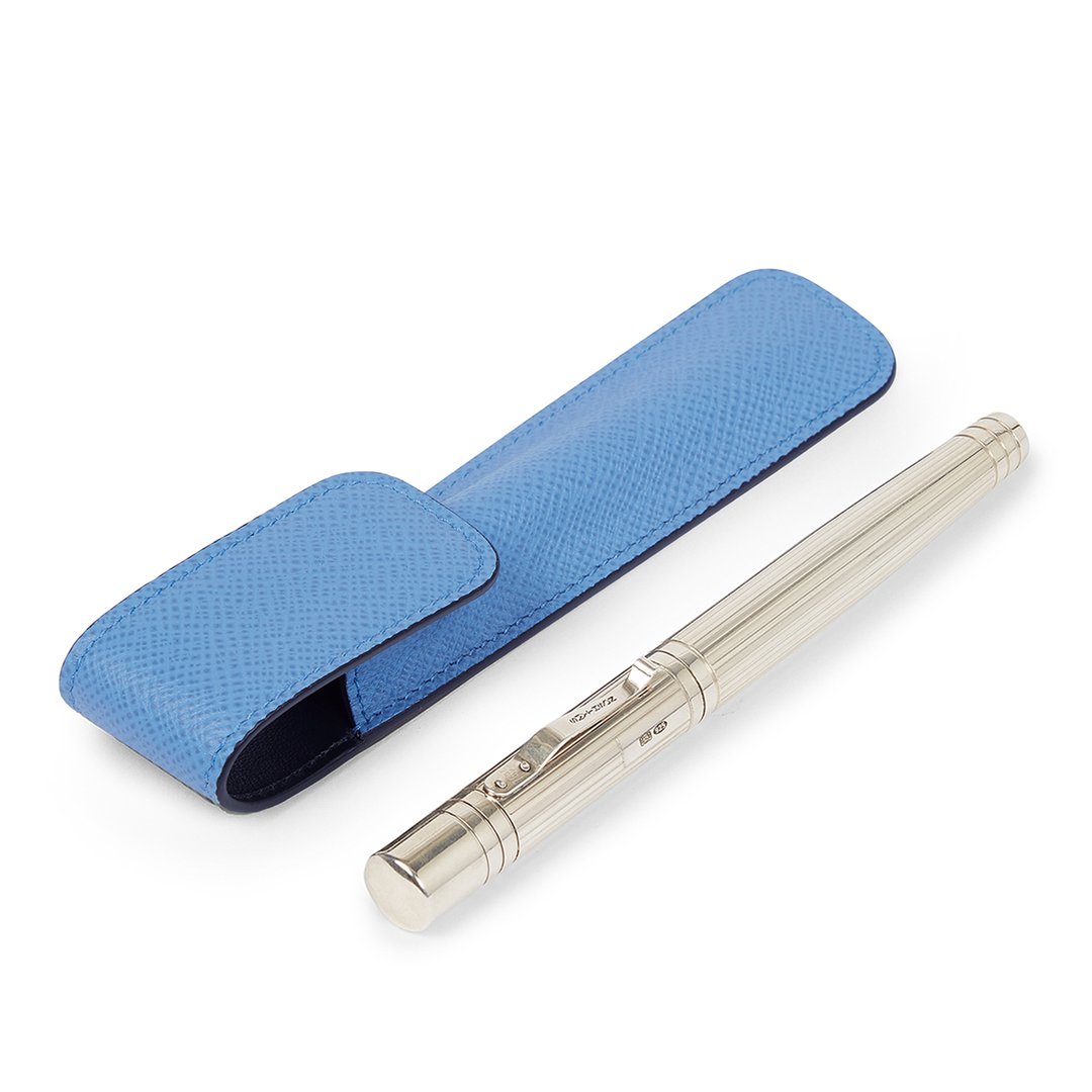 Smythson Of Bond Street Panama Nile Blue - Pen Sleeve
