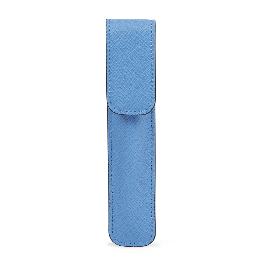 Smythson Of Bond Street Panama Nile Blue - Pen Sleeve