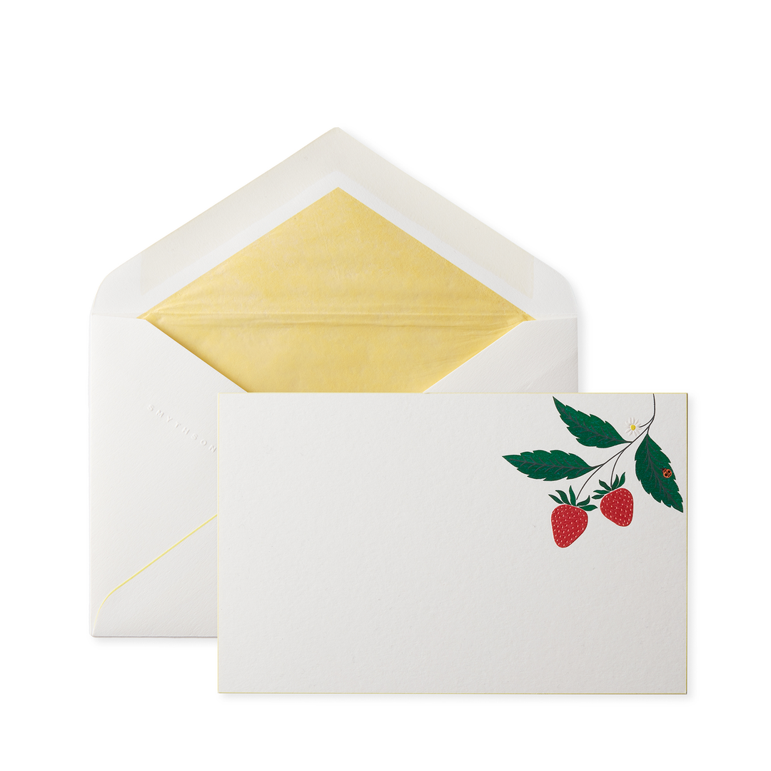 Smythson Of Bond Street Gardening Collection Strawberries Correspondence Cards 6.25" x 4" (10ct.)