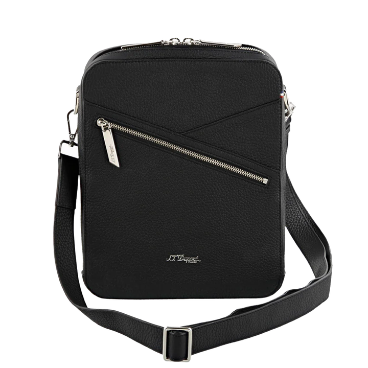 S.T. Dupont Line D Cigar Crossbody Black Grained Leather Bag