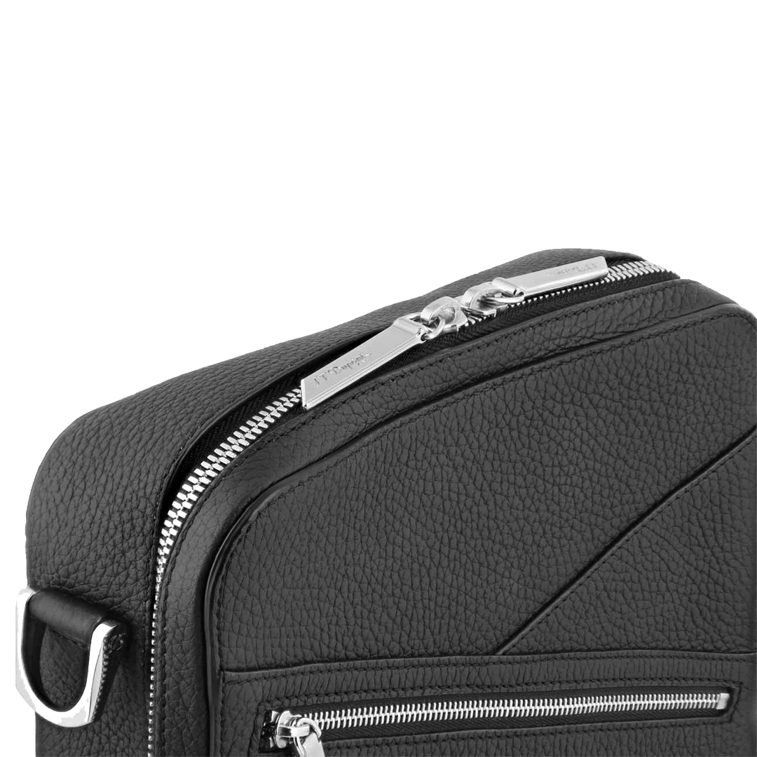 S.T. Dupont Line D Cigar Crossbody Black Grained Leather Bag