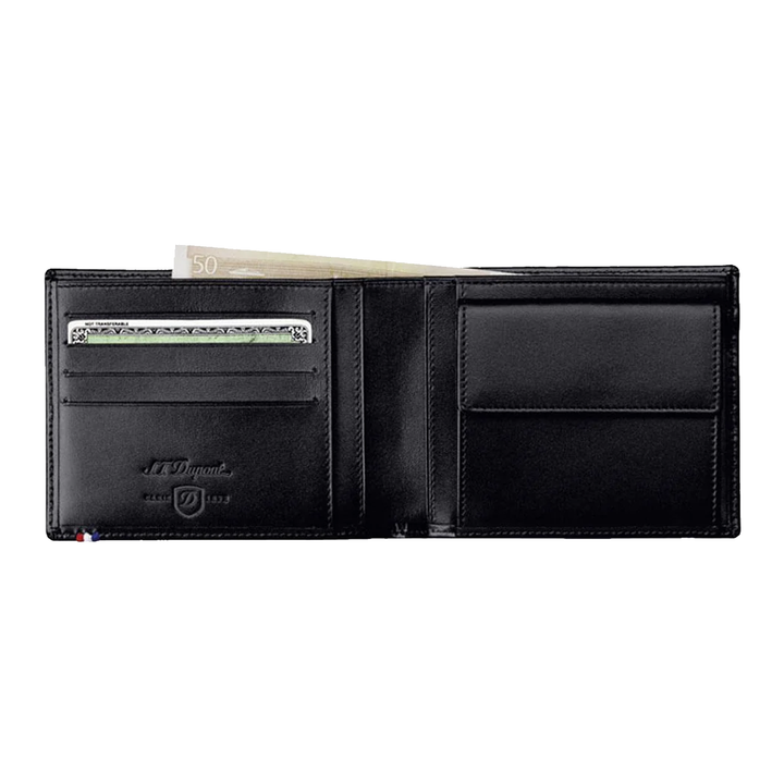 S.T. Dupont Line D Black Smooth 4 Credit Card Coin Purse / Wallet