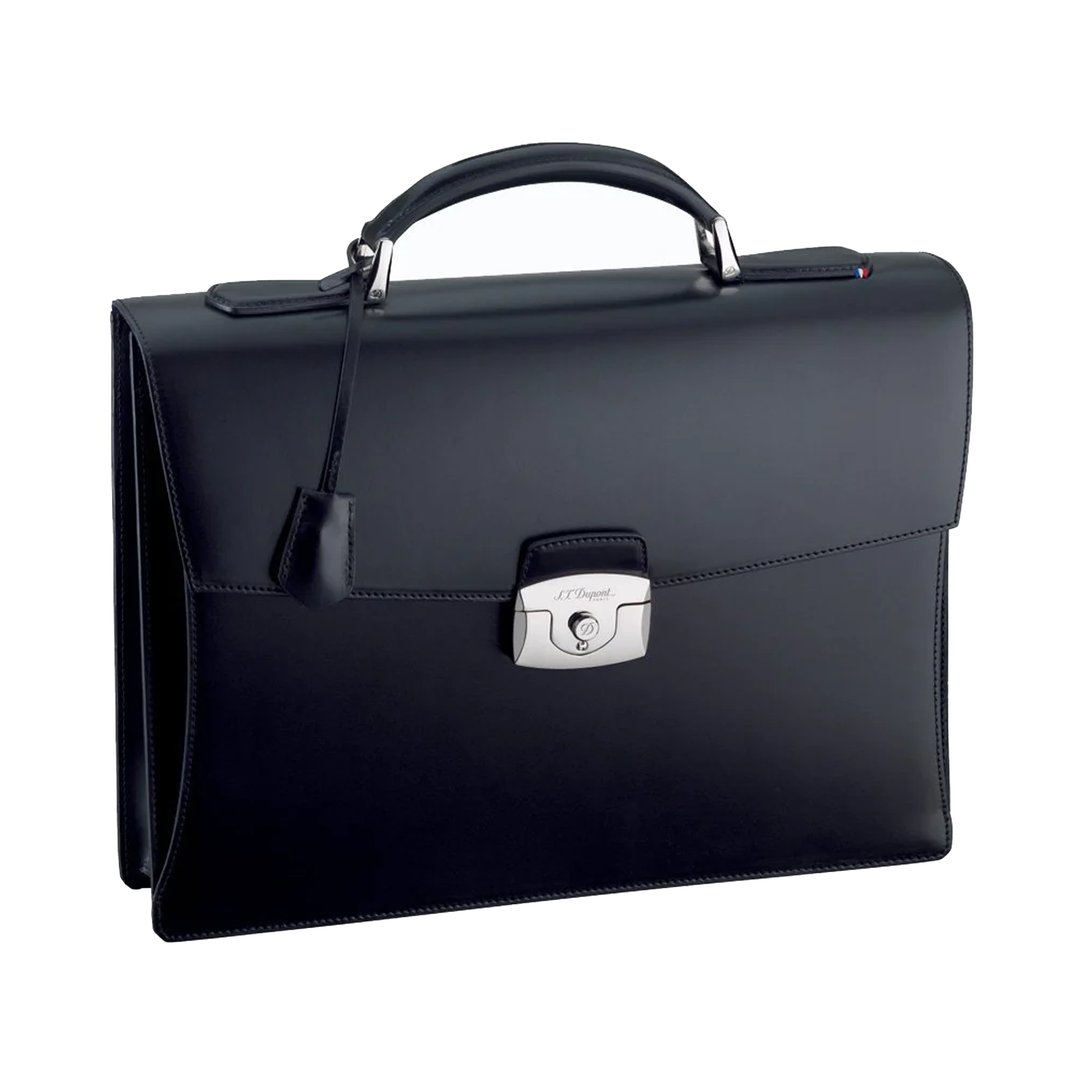 S.T. Dupont Line D Black Single Gusset Briefcase