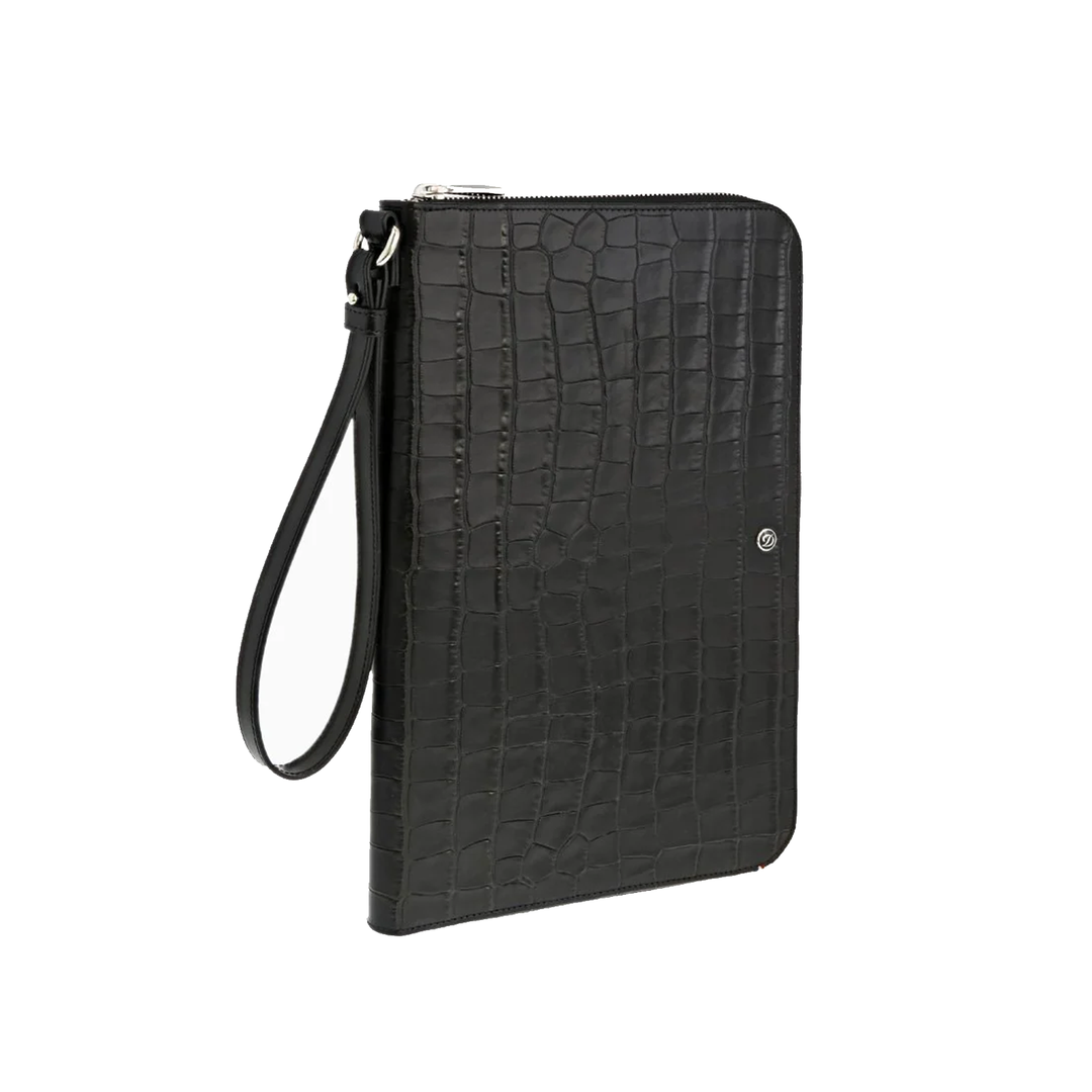 S.T. Dupont Line D Croco Dandy Black Clutch