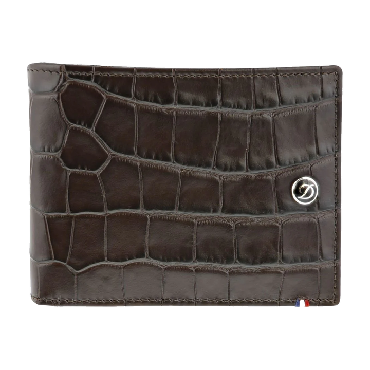 S.T. Dupont Line D Brown Croco Dandy 6 Credit Card Wallet