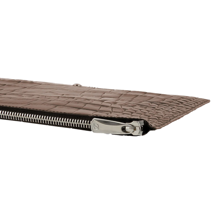 S.T. Dupont Line D Croco Dandy Brown Flat Pouch