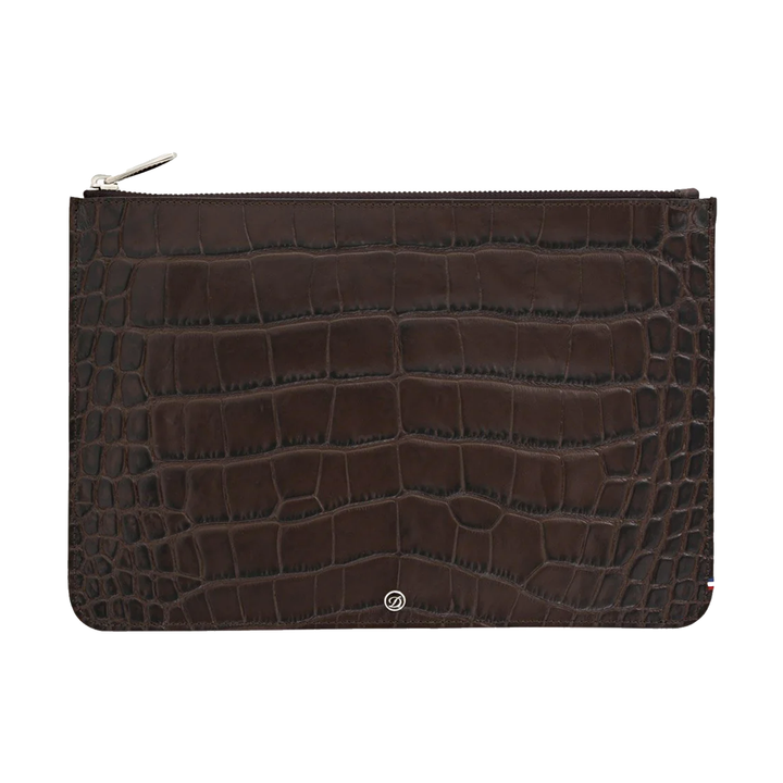 S.T. Dupont Line D Croco Dandy Brown Flat Pouch