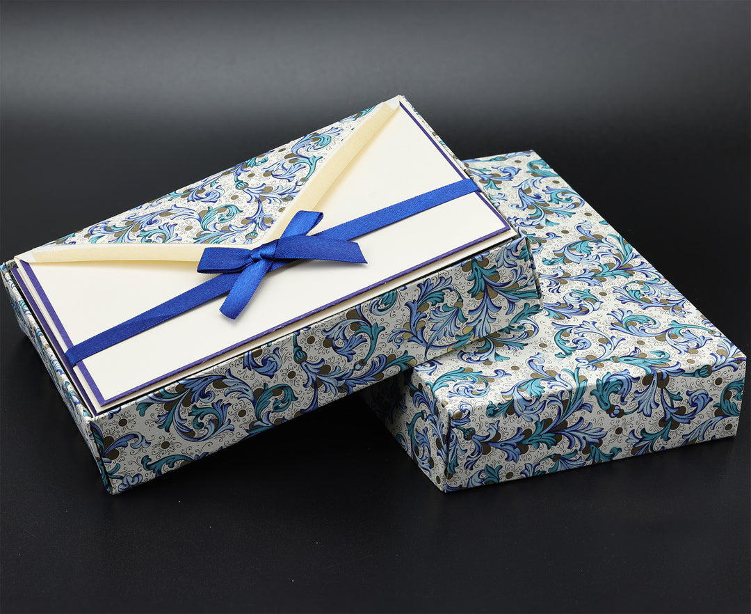 Blue Florentine Folded cards and Envelopes 4.13”x 6.30” (10ct.) | Rossi 1931 Italian Stationery
