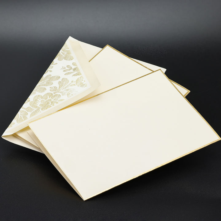 Gold Floral Folded cards and Envelopes 4,13”x 6,30” (10ct.) | Rossi 1931 Italian Stationery