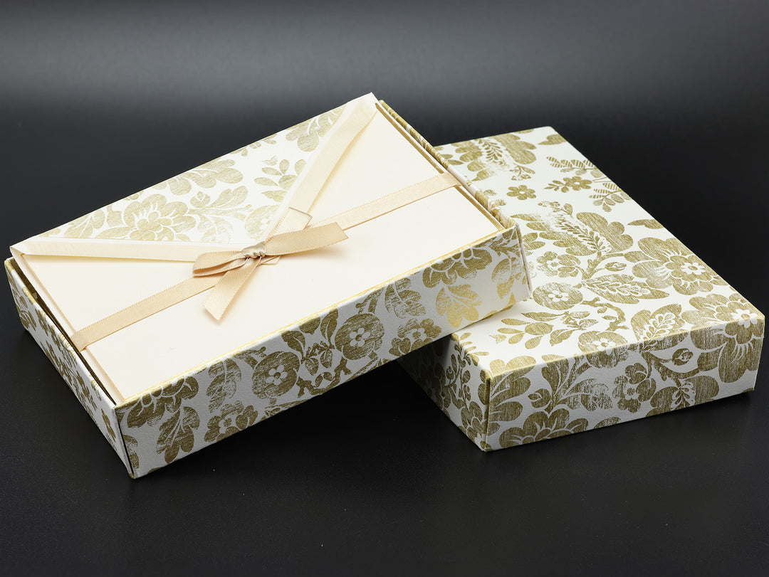 Gold Floral Folded cards and Envelopes 4,13”x 6,30” (10ct.) | Rossi 1931 Italian Stationery