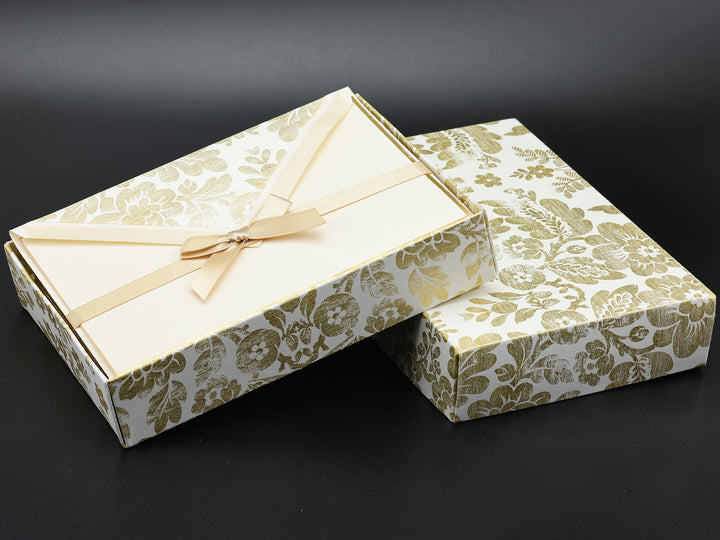 Gold Floral Folded cards and Envelopes 4,13”x 6,30” (10ct.) | Rossi 1931 Italian Stationery