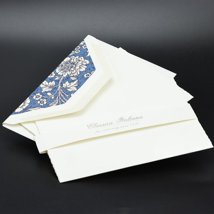 Rossi 1931 Italian Stationery Blue Floral Flat cards and Envelopes  3.33" x  5.12" (10ct.)
