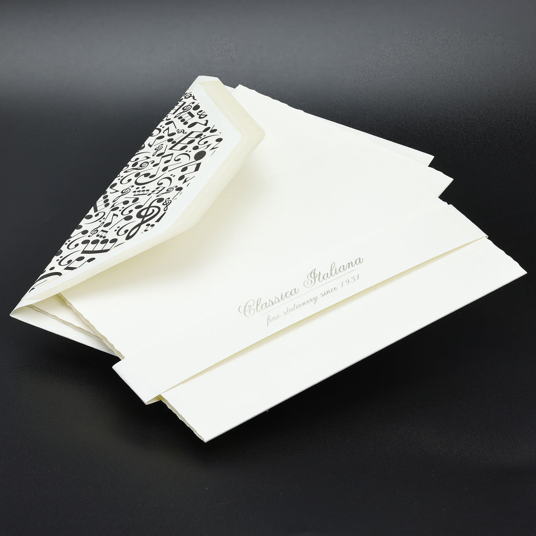 Music Note Folded cards and Envelopes 4.5”x 6.7” (10ct.) | Rossi 1931 Italian Stationery