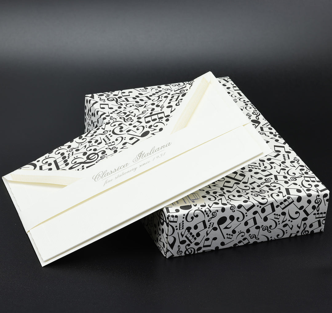 Music Note Folded cards and Envelopes 4.5”x 6.7” (10ct.) | Rossi 1931 Italian Stationery