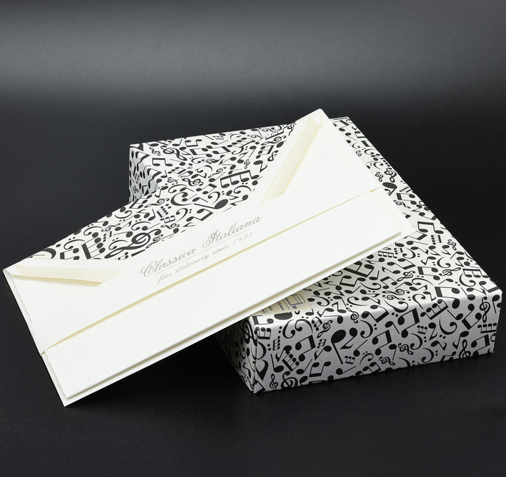 Music Note Folded cards and Envelopes 4.5”x 6.7” (10ct.) | Rossi 1931 Italian Stationery
