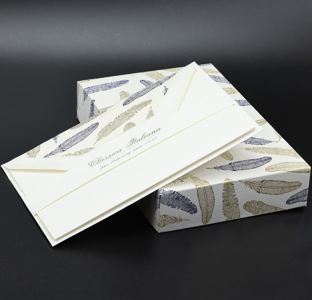 Feather Folded cards and Envelopes 4,5”x 6,7” (10ct.) | Rossi 1931 Italian Stationery
