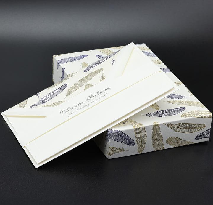 Feather Folded cards and Envelopes 4,5”x 6,7” (10ct.) | Rossi 1931 Italian Stationery