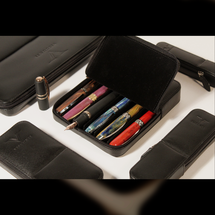 Visconti Black Leather 2 Pen Pouch