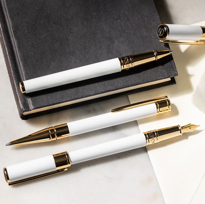 S.T. Dupont Initial Ballpoint White and Gold
