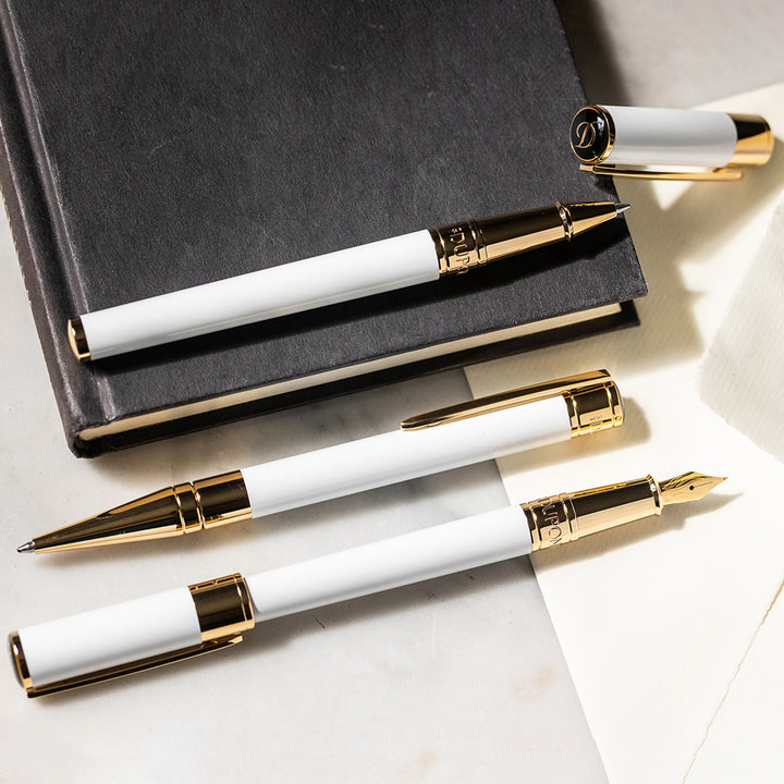 S.T. Dupont Initial Fountain Pen White And Gold