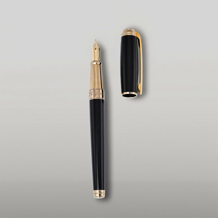S.T. Dupont Line D Large Fountain Pen - Black & Gold