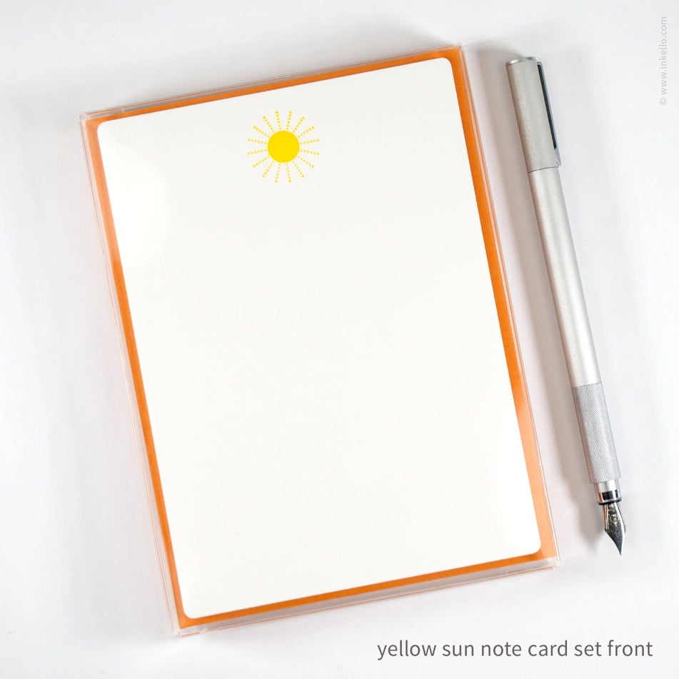 Flat Note Card Set with Yellow Sun