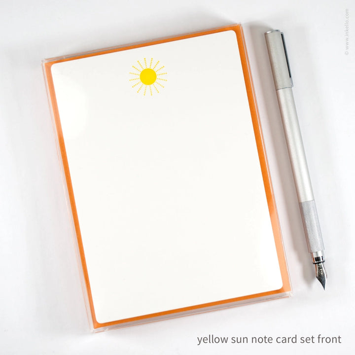 Flat Note Card Set with Yellow Sun